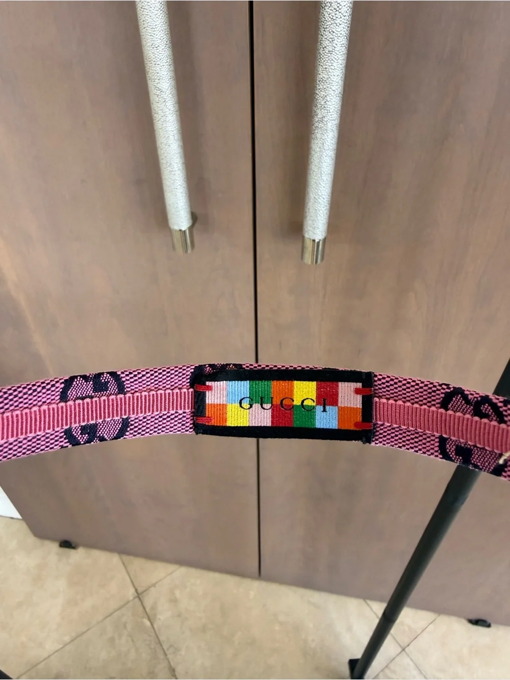 Gucci Pink Jacquard GG Headband with Black Logo